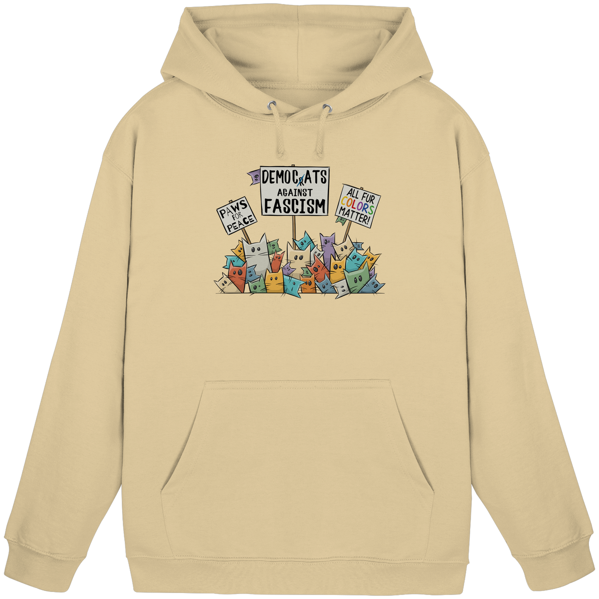 Demo-Katzen gegen Faschismus und für Vielfalt - Basic Unisex Hoodie