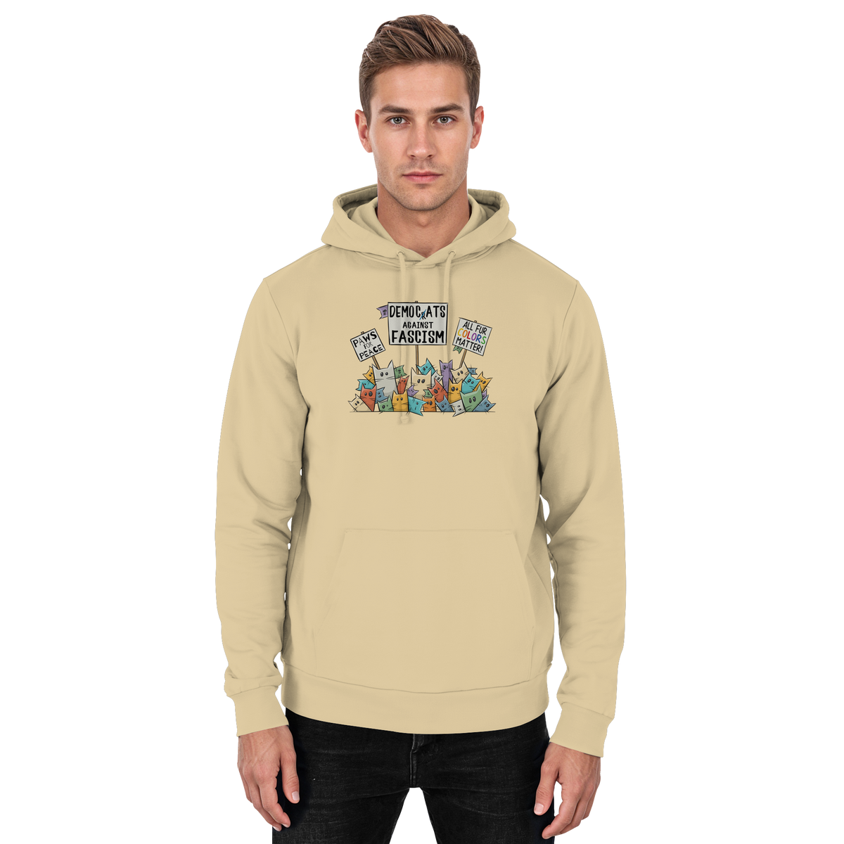 Demo-Katzen gegen Faschismus und für Vielfalt - Basic Unisex Hoodie