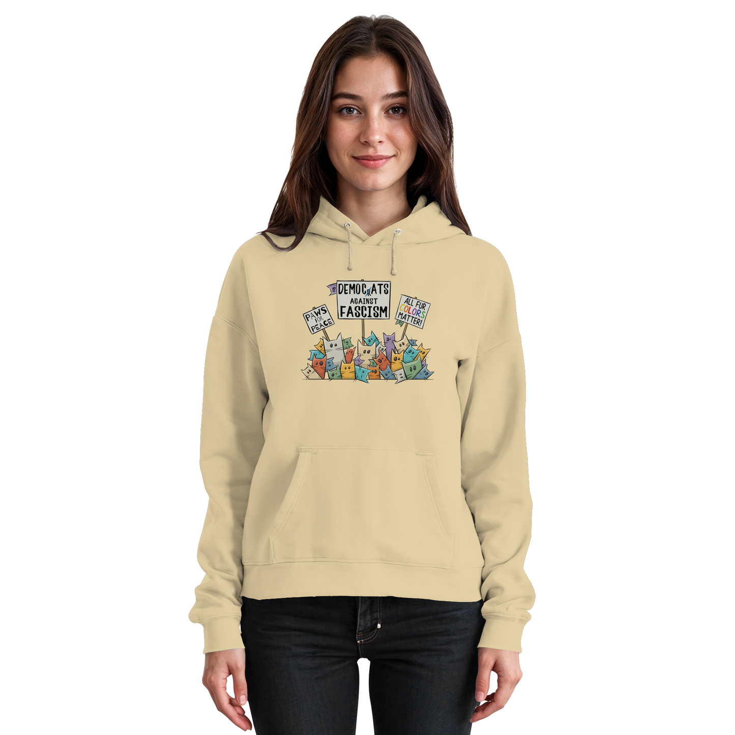 Demo-Katzen gegen Faschismus und für Vielfalt - Basic Unisex Hoodie