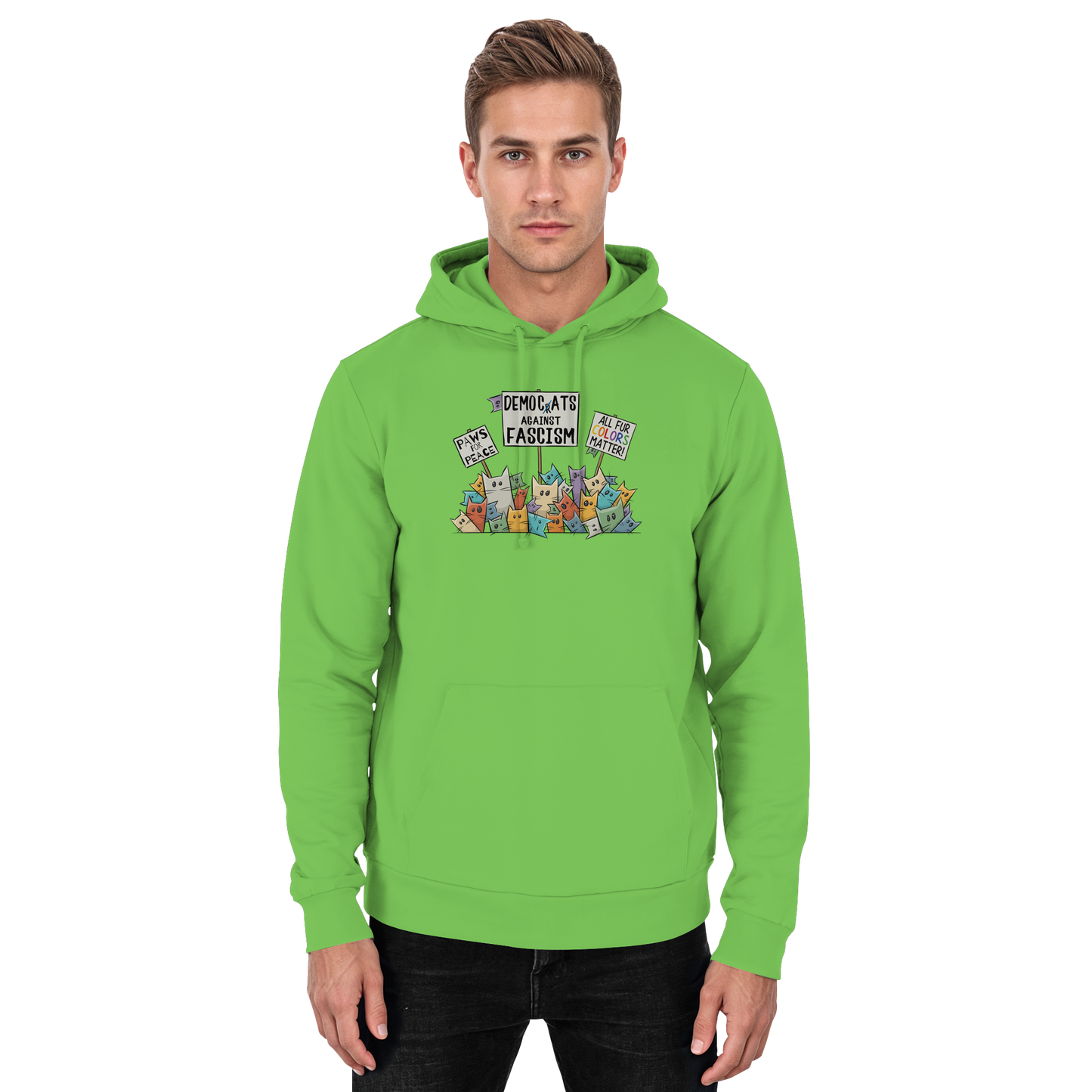 Demo-Katzen gegen Faschismus und für Vielfalt - Basic Unisex Hoodie