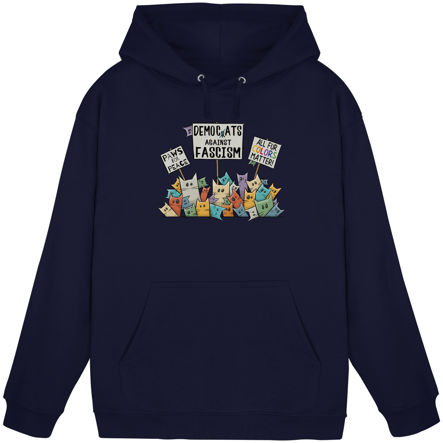 Demo-Katzen gegen Faschismus und für Vielfalt - Basic Unisex Hoodie