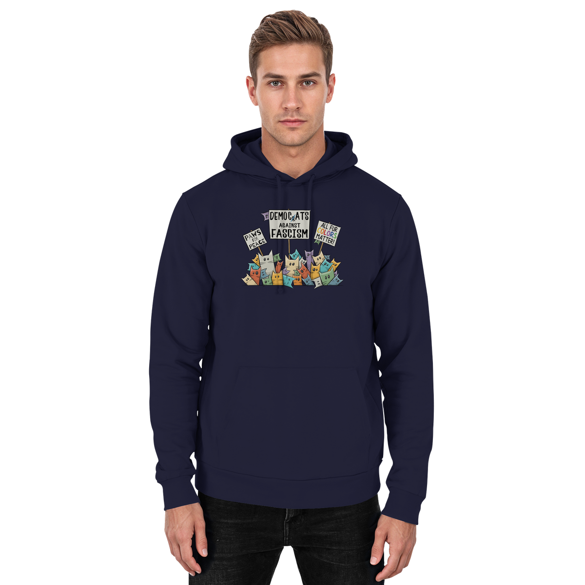 Demo-Katzen gegen Faschismus und für Vielfalt - Basic Unisex Hoodie