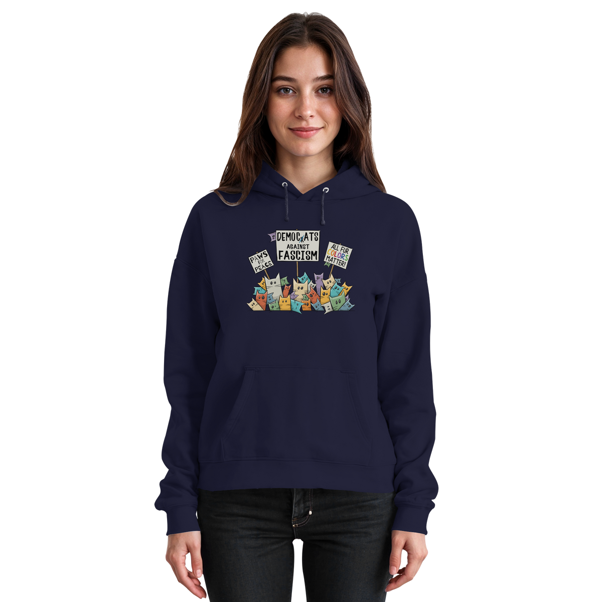 Demo-Katzen gegen Faschismus und für Vielfalt - Basic Unisex Hoodie