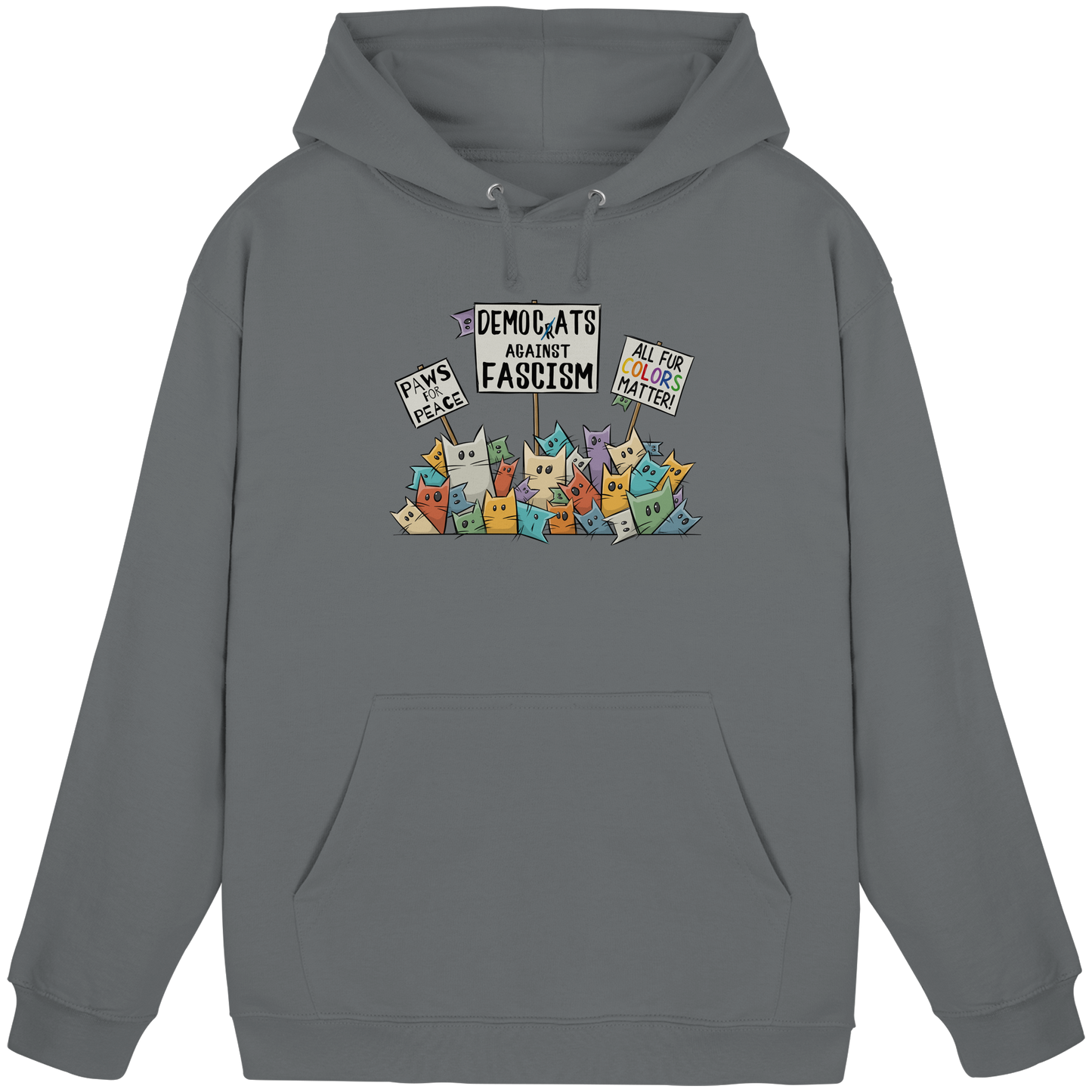 Demo-Katzen gegen Faschismus und für Vielfalt - Basic Unisex Hoodie
