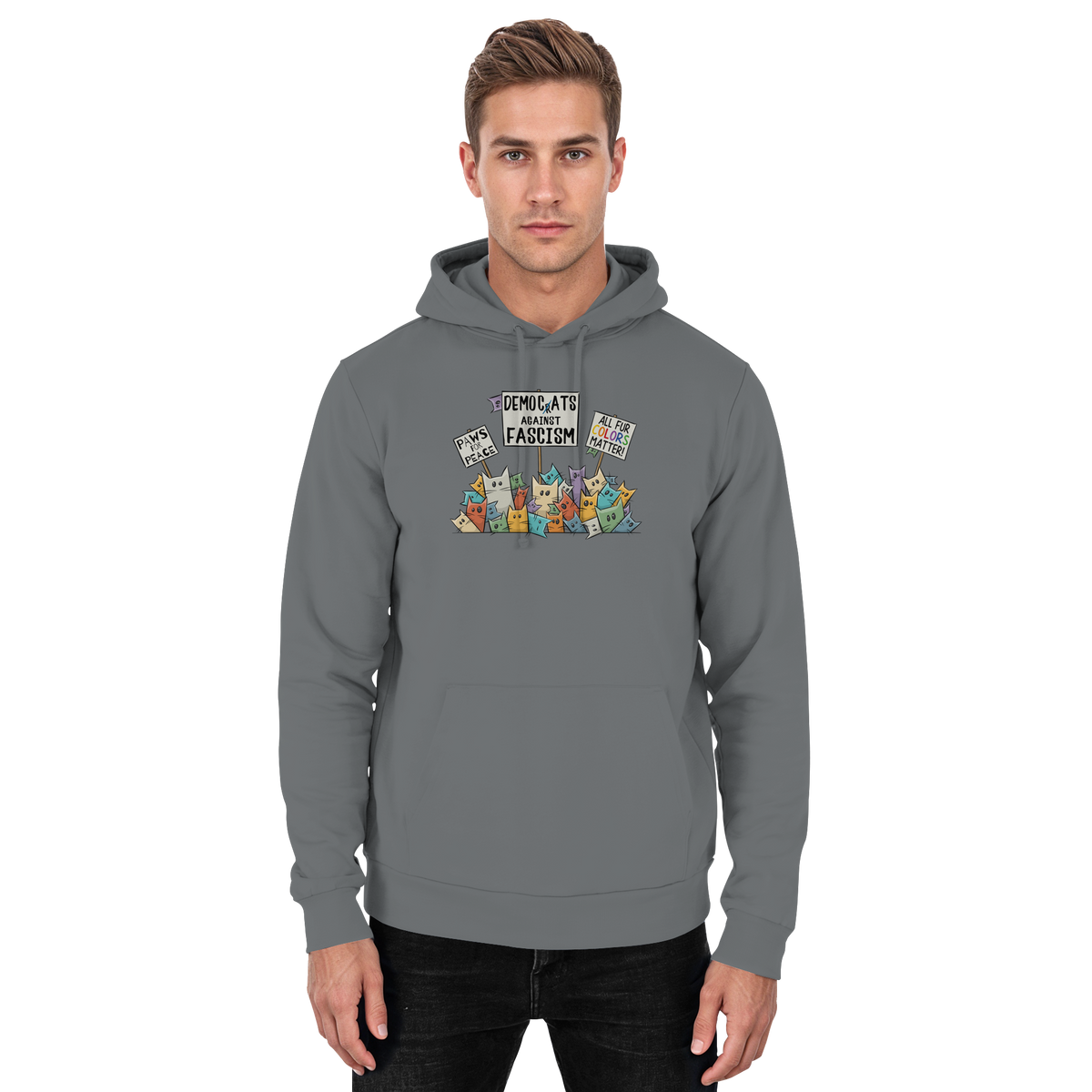 Demo-Katzen gegen Faschismus und für Vielfalt - Basic Unisex Hoodie