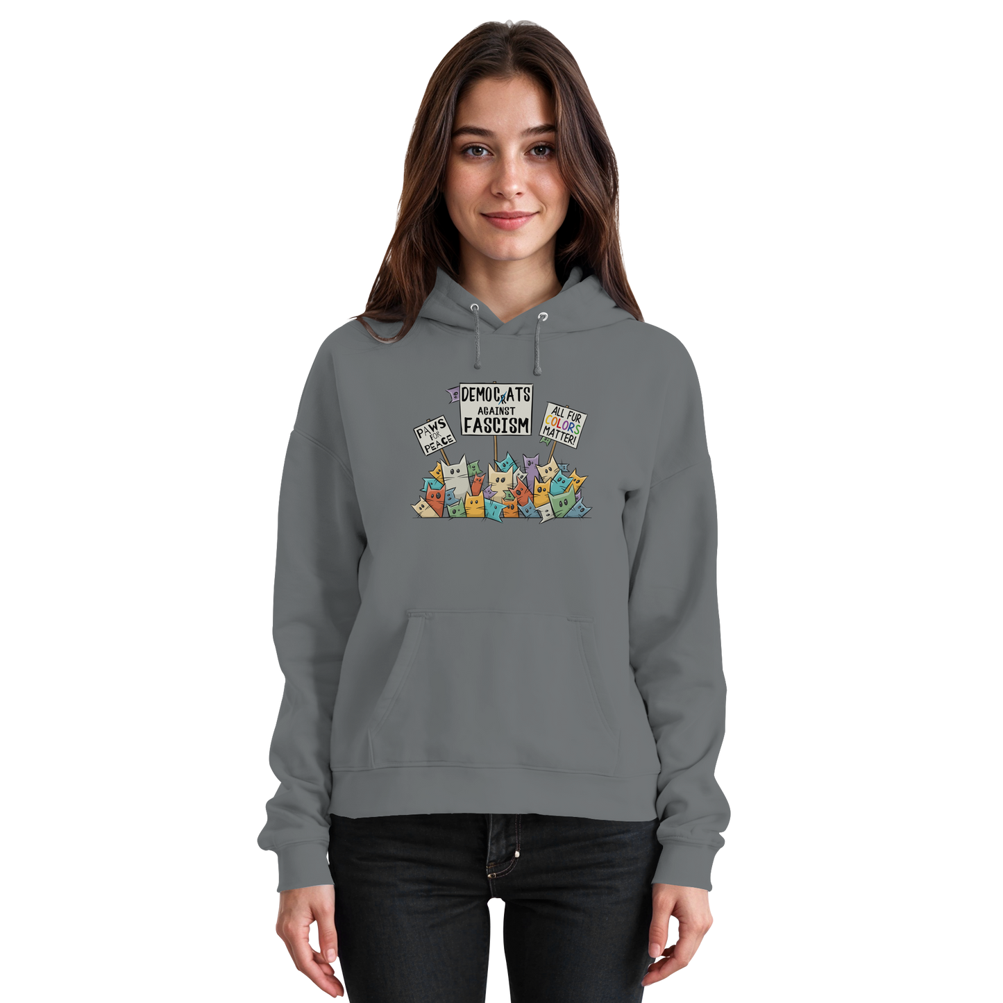 Demo-Katzen gegen Faschismus und für Vielfalt - Basic Unisex Hoodie