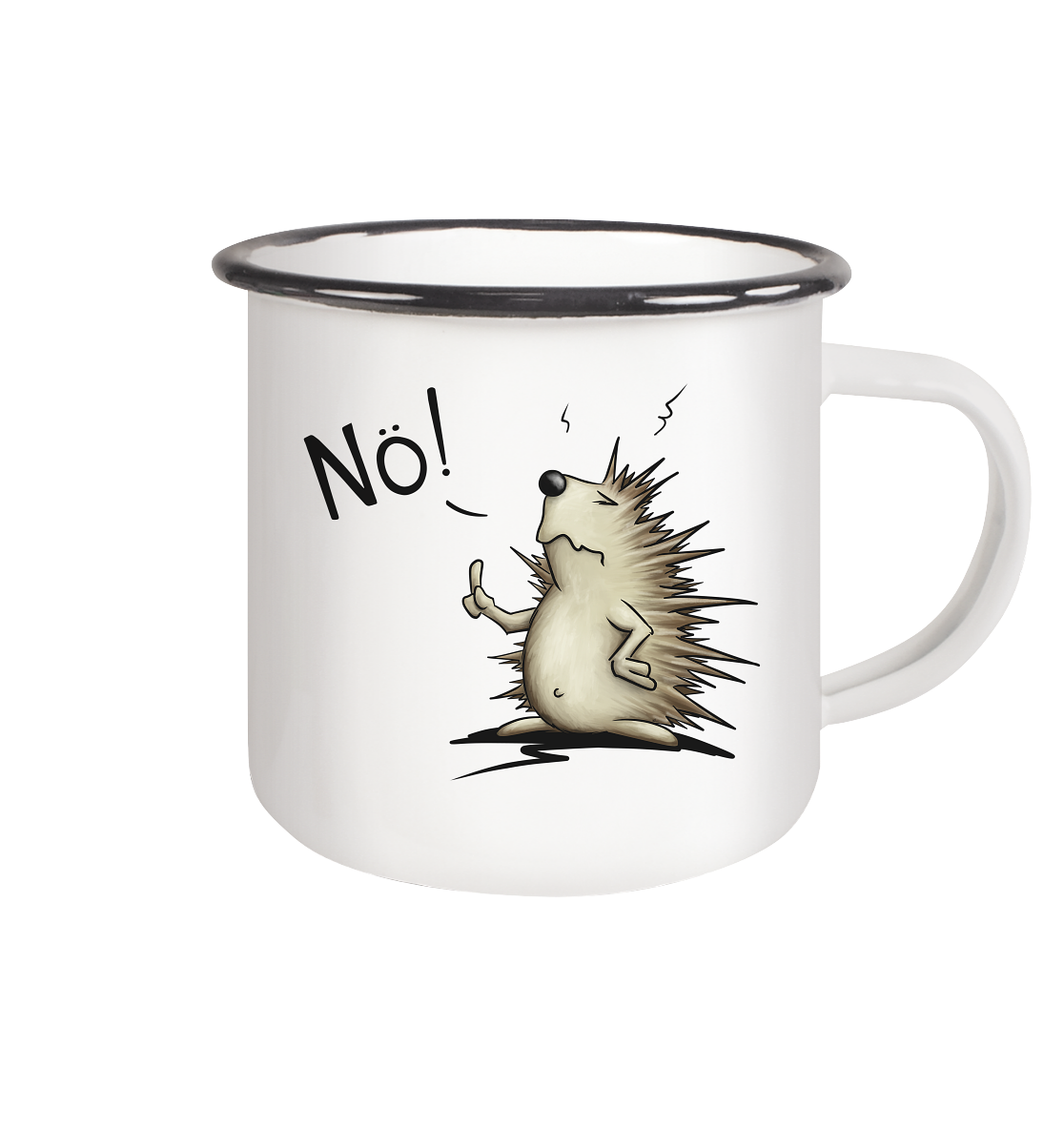 Nö! Grummeliger Igel - Emaille Tasse (Black)