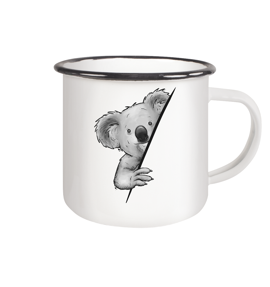 Koala Bär Illustration - Emaille Tasse (Black)