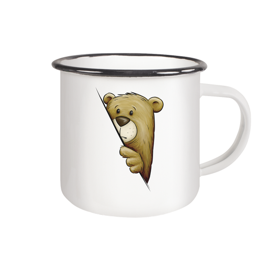 Funky Bär Illustration - Emaille Tasse (Black)