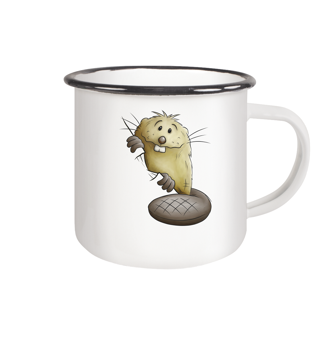 Lustiger frecher Biber - Emaille Tasse (Black)