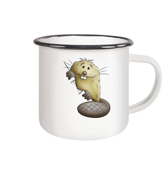 Lustiger frecher Biber - Emaille Tasse (Black)