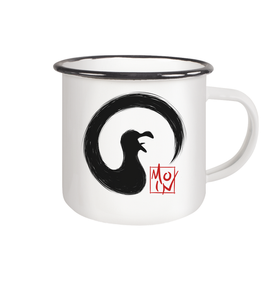 Moin kreischende japanische Enso Möwe - Emaille Tasse (Black)