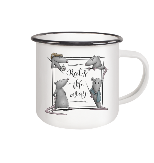 Rat’s The Way Kaffeehaus Ratten - Emaille Tasse (Black)