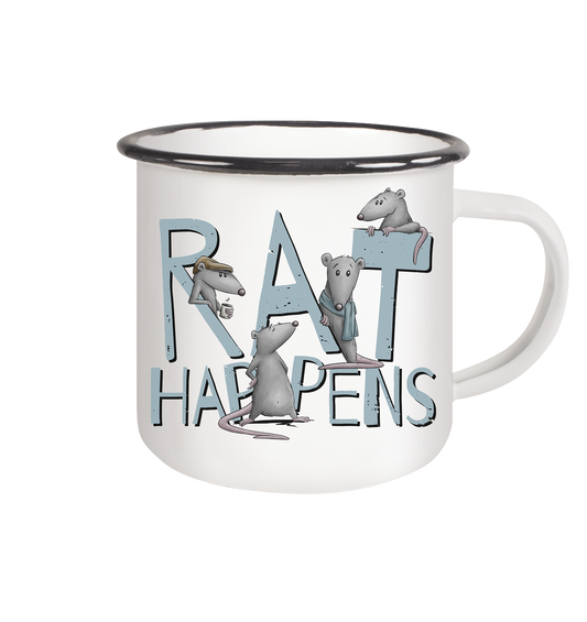 Rat Happens Ratten - Emaille Tasse (Black)