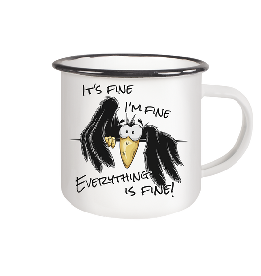 I’m Fine Rabe | Alles Gut Krähe - Emaille Tasse (Black)