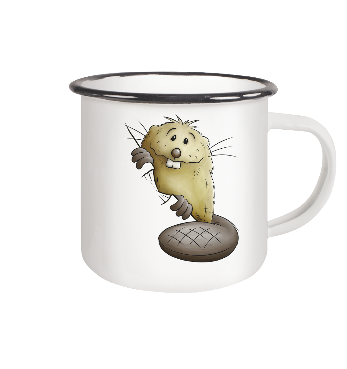 Lustiger frecher Biber - Emaille Tasse (Black)