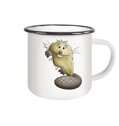 Lustiger frecher Biber - Emaille Tasse (Black)
