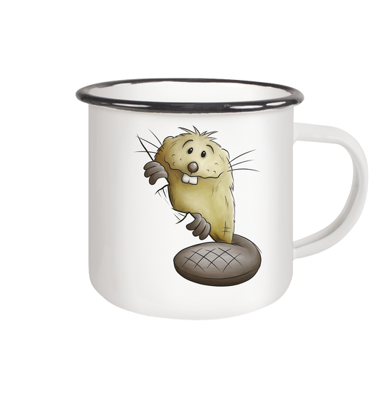 Lustiger frecher Biber - Emaille Tasse (Black)