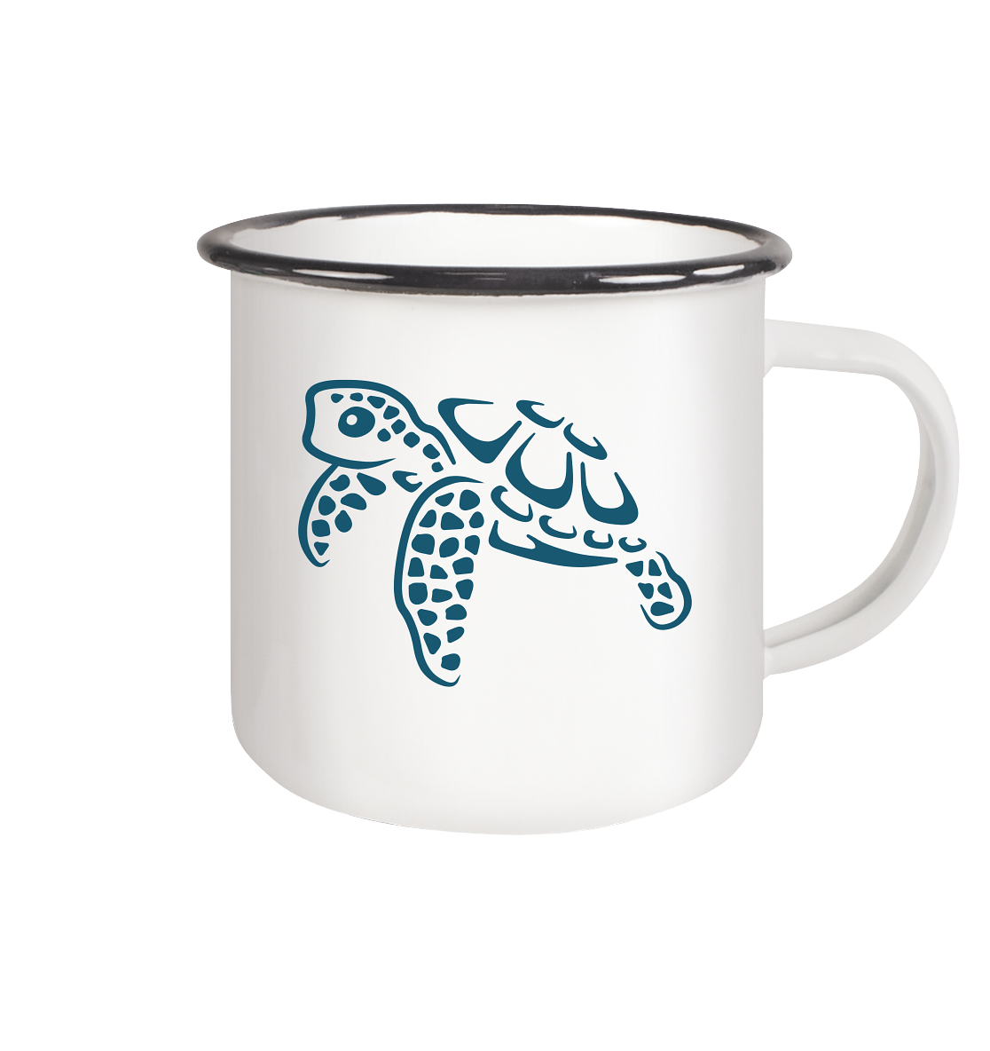 Lässig lustige Wasserschildkröte - Emaille Tasse (Black)