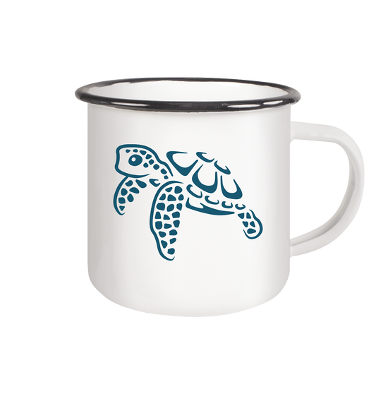 Lässig lustige Wasserschildkröte - Emaille Tasse (Black)