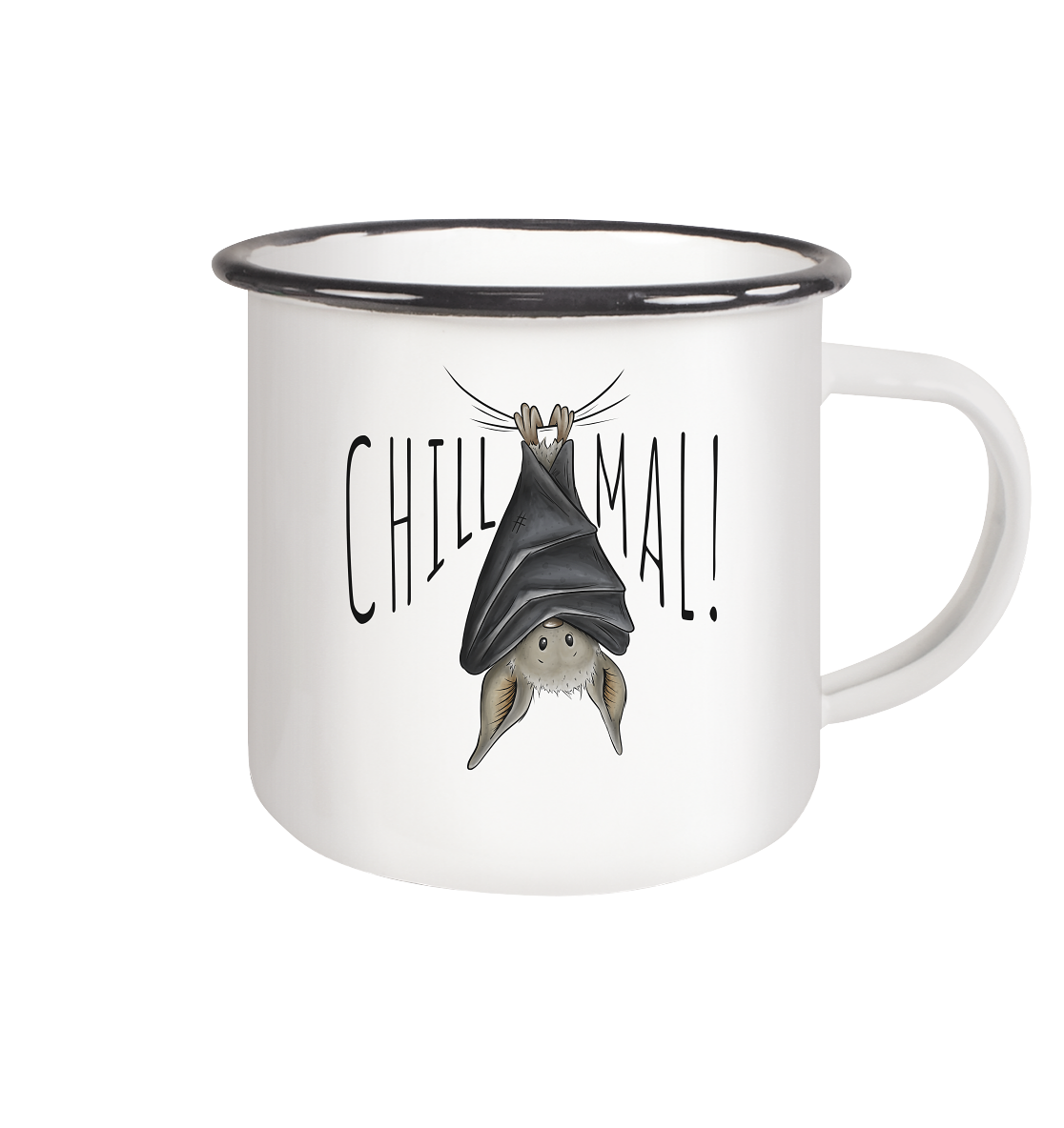 Chill Mal gemütliche Fledermaus - Emaille Tasse (Black)