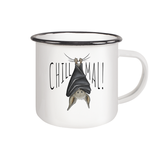 Chill Mal gemütliche Fledermaus - Emaille Tasse (Black)