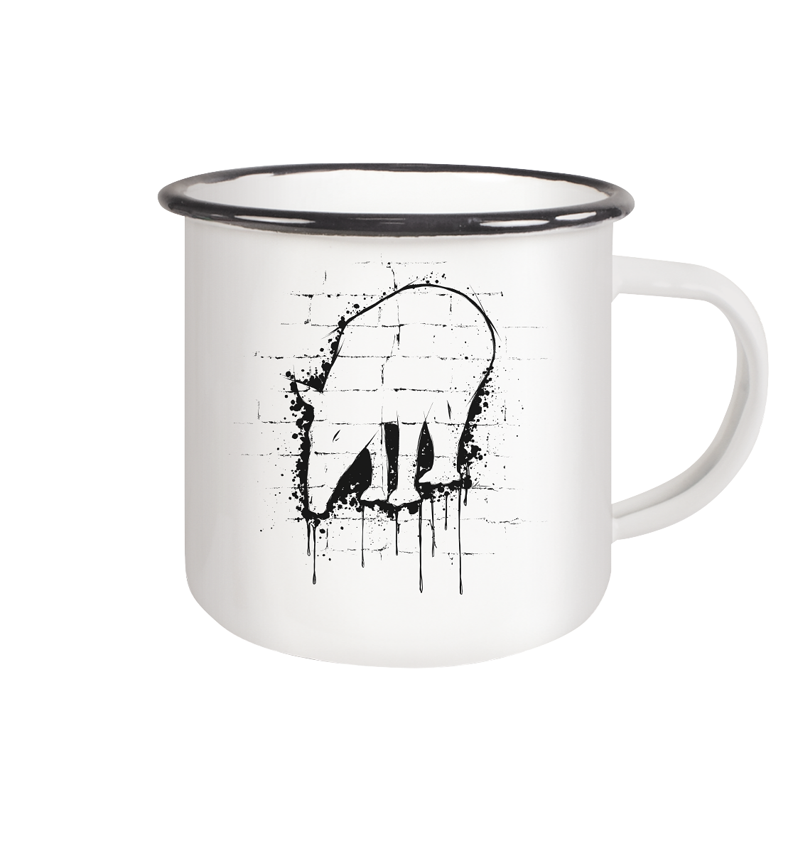 Urban Street Art Tapir - Emaille Tasse (Black)