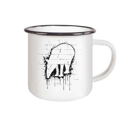 Urban Street Art Tapir - Emaille Tasse (Black)