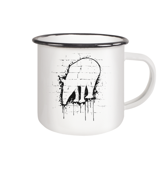 Urban Street Art Tapir - Emaille Tasse (Black)