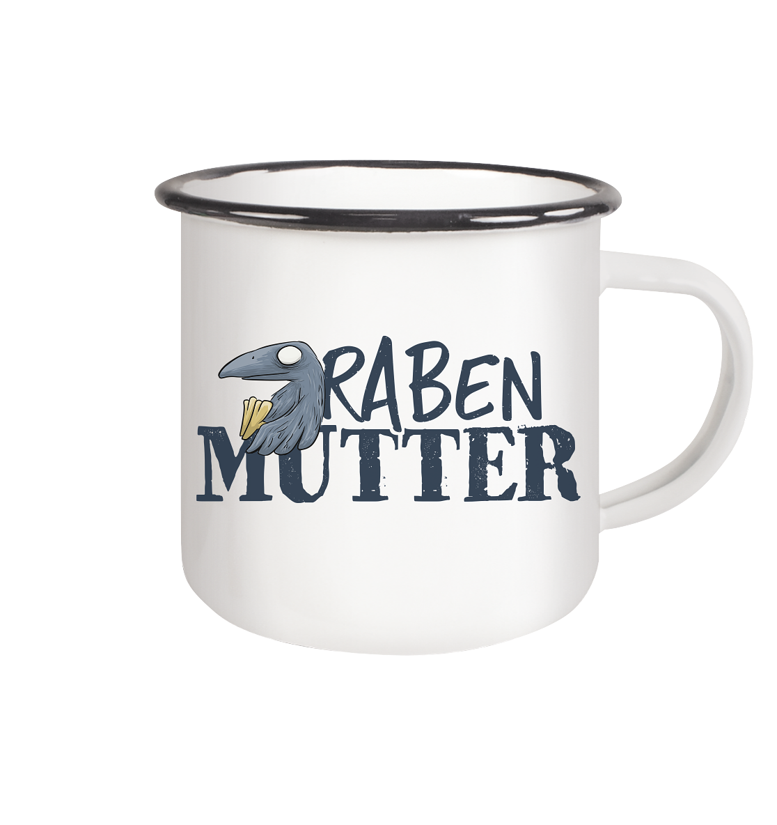 Rabenmutter Krähenmama - Emaille Tasse (Black)