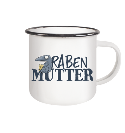 Rabenmutter Krähenmama - Emaille Tasse (Black)