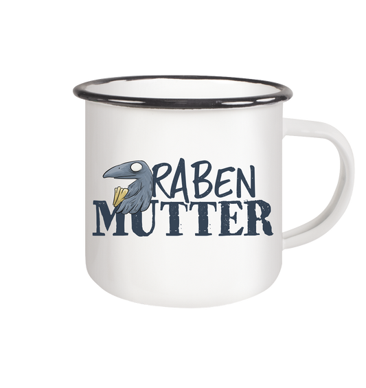 Rabenmutter Krähenmama - Emaille Tasse (Black)