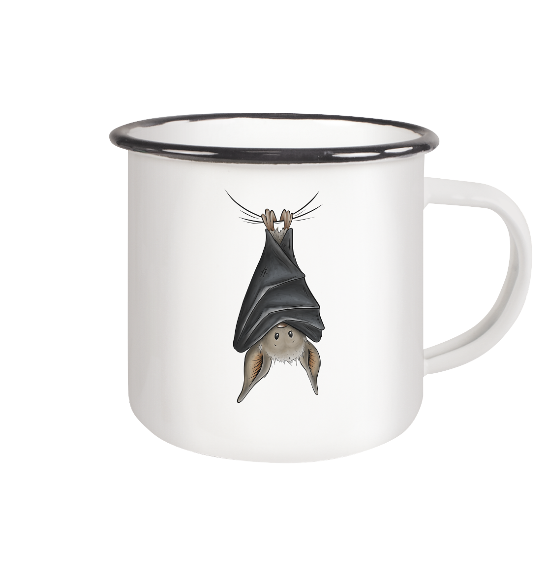 Lustig chillende Fledermaus - Emaille Tasse (Black)