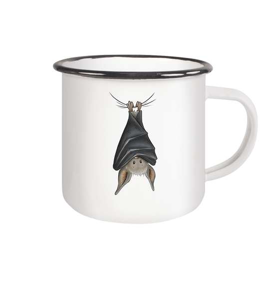 Lustig chillende Fledermaus - Emaille Tasse (Black)