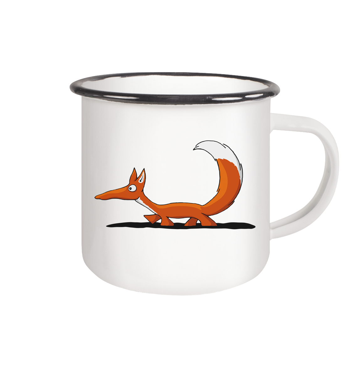 Lässiger cooler Fuchs | Mr. Fox, der Schleicher - Emaille Tasse (Black)