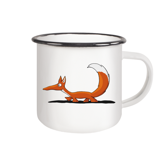 Lässiger cooler Fuchs | Mr. Fox, der Schleicher - Emaille Tasse (Black)