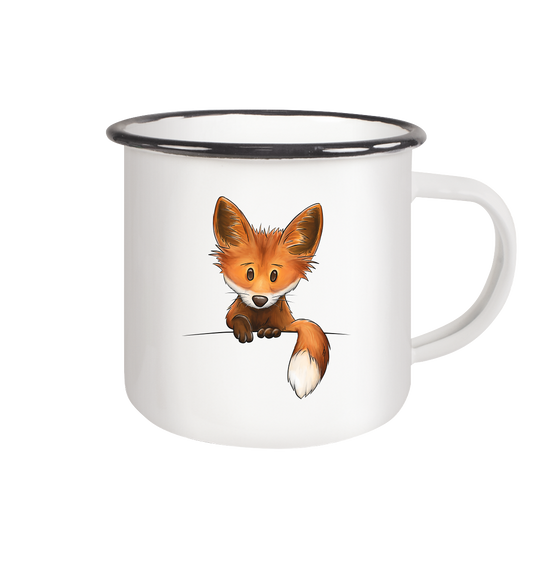 Funky Fuchs - Emaille Tasse (Black)