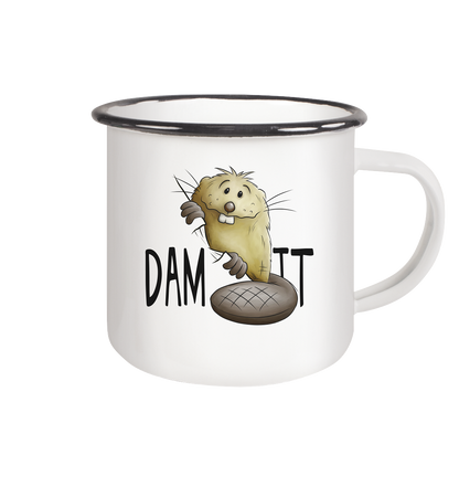 Dam It Verdammt Lustiger Biber - Emaille Tasse (Black)