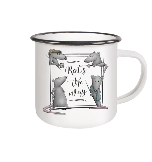 Rat’s The Way Kaffeehaus Ratten - Emaille Tasse (Black)