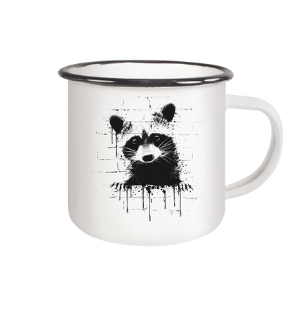 Funky Street Art Waschbär - Emaille Tasse (Black)