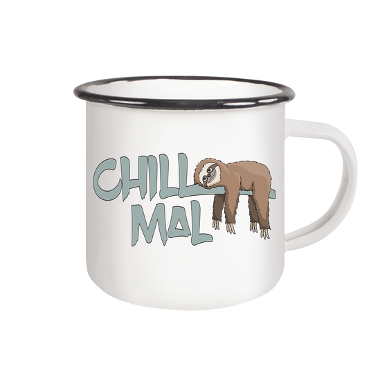 Chill Mal Faultier - Emaille Tasse (Black)