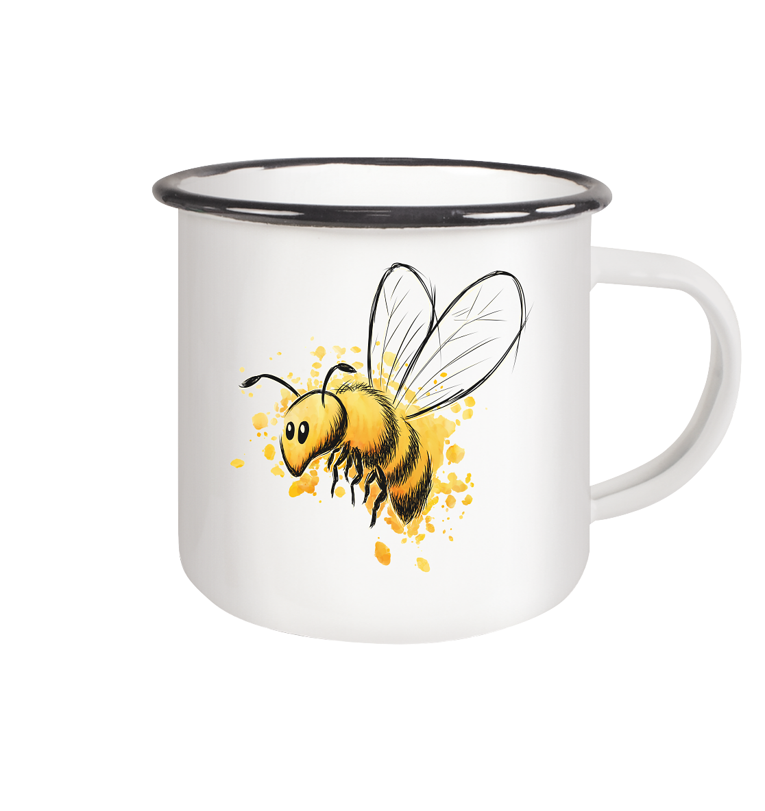 Lässige kleine Honig-Biene - Emaille Tasse (Black)