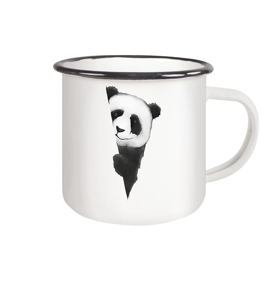 Panda Bär Illustration - Emaille Tasse (Black)