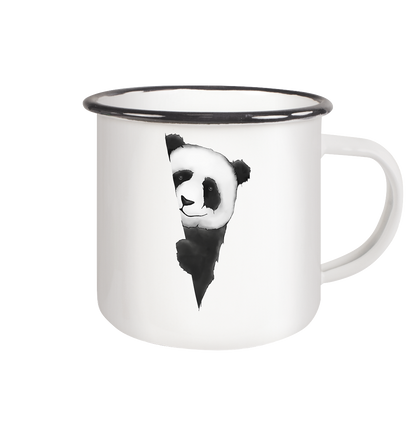 Panda Bär Illustration - Emaille Tasse (Black)