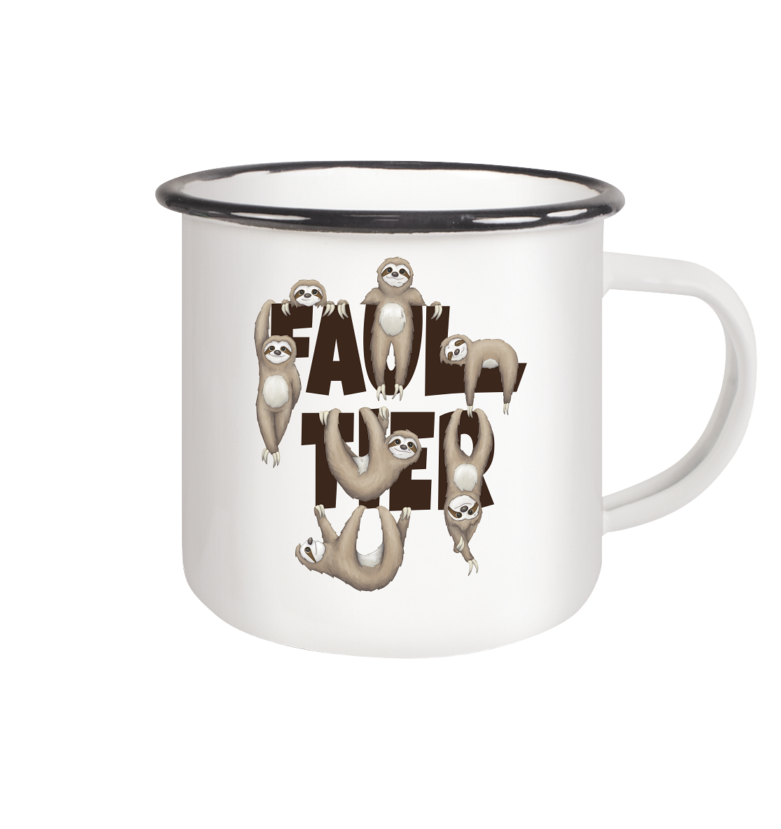 Viele gechillte Faultiere - Emaille Tasse (Black)
