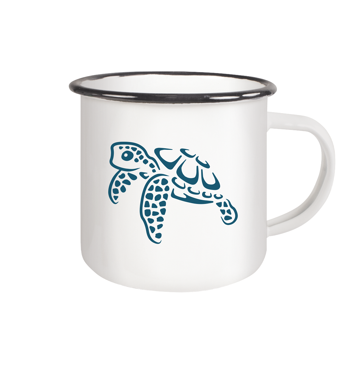 Lässig lustige Wasserschildkröte - Emaille Tasse (Black)