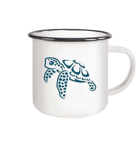 Lässig lustige Wasserschildkröte - Emaille Tasse (Black)