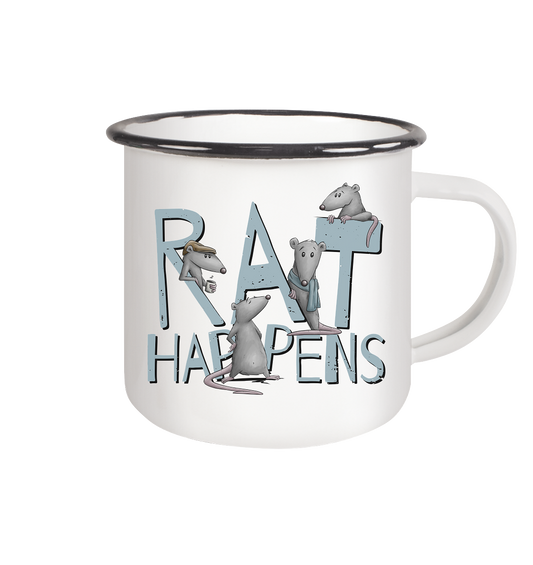 Rat Happens Ratten - Emaille Tasse (Black)