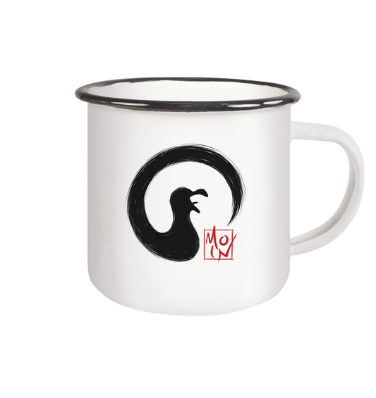 Moin kreischende japanische Enso Möwe - Emaille Tasse (Black)
