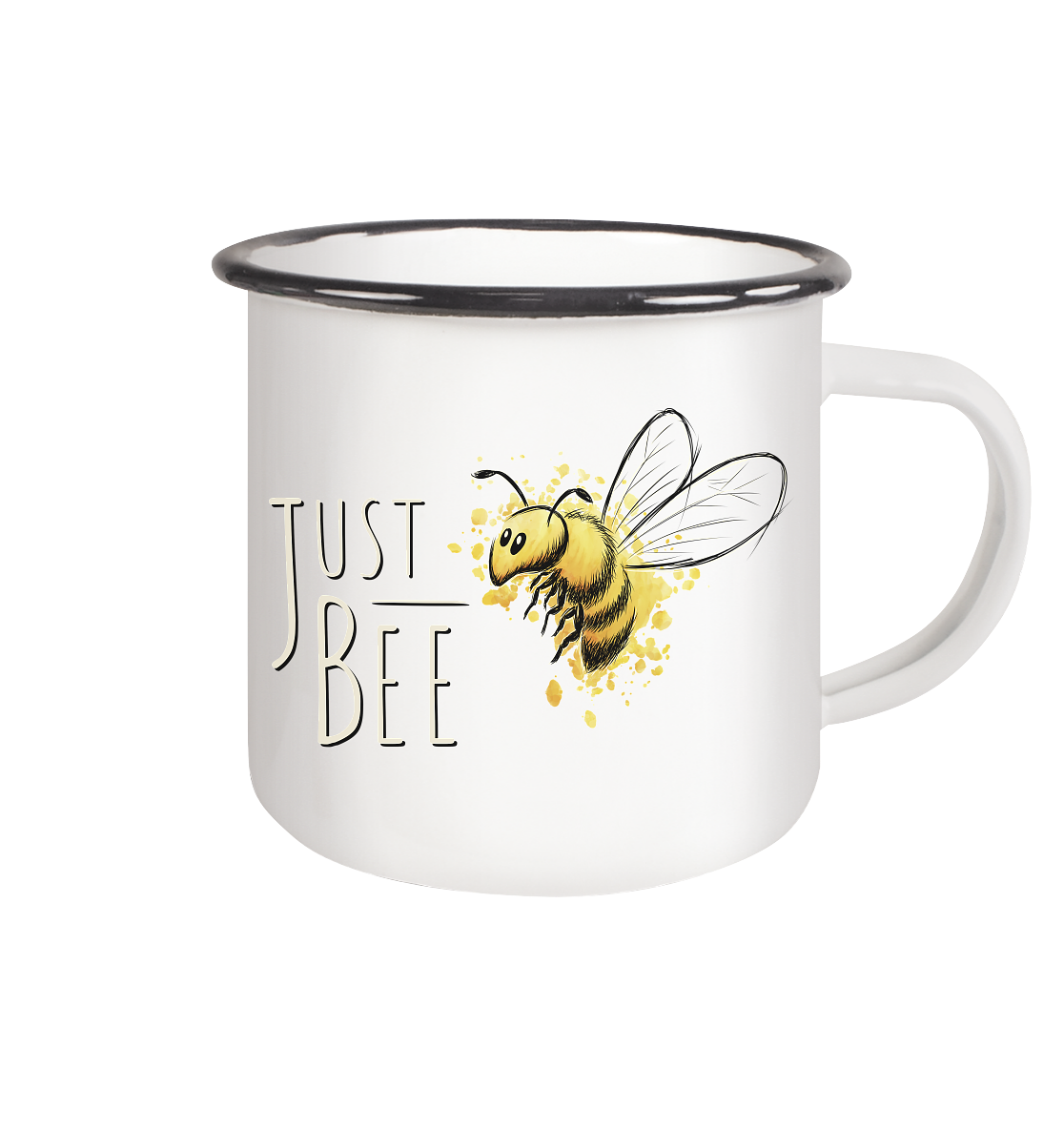 Just Bee, kleine Honig-Biene - Emaille Tasse (Black)